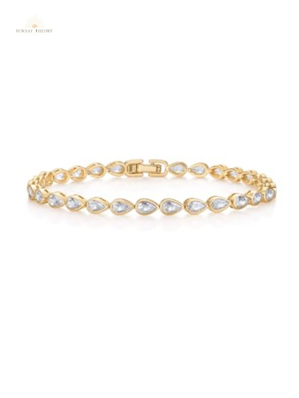 14K Gold Plated Bezel Set Tennis Bracelet CZ Simulated Diamonds Gift